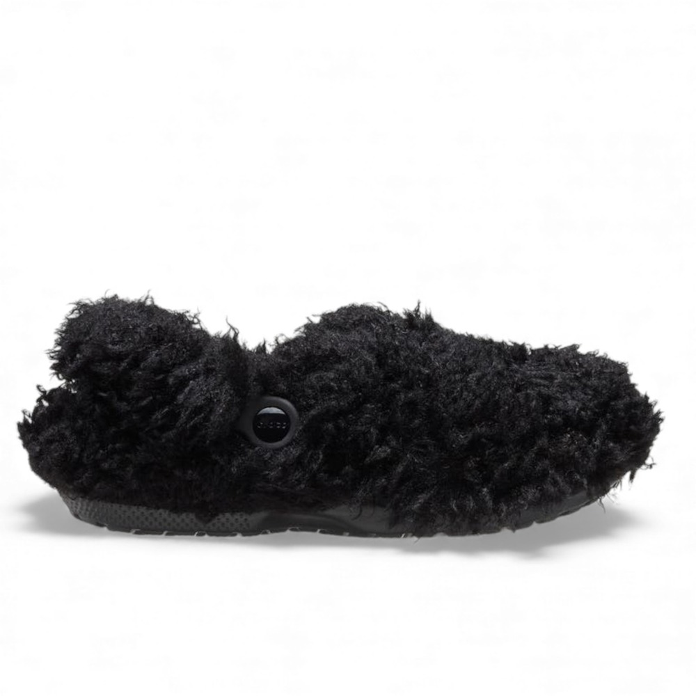 Crocs‎ Classic Shaggy Faux Fur Lined Clog Womens Size 8 Black Teddy Bear NEW